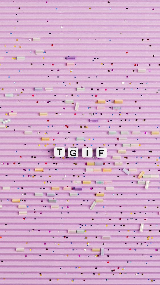 TGIF word beads alphabet purple background