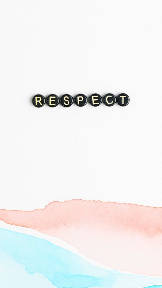 Respect beads text typography on watercolor background