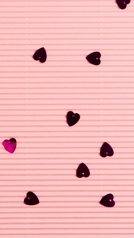 Metallic heart confetti pink phone wallpaper