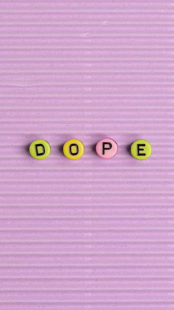 Dope word beads text typography on purple