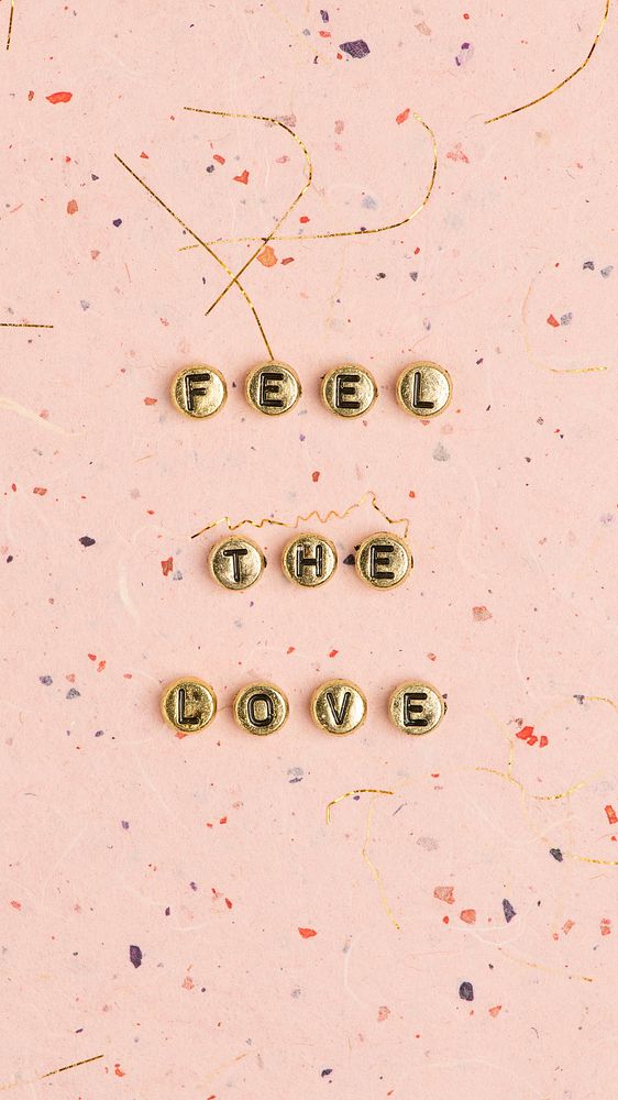 FEEL THE LOVE beads text typography
