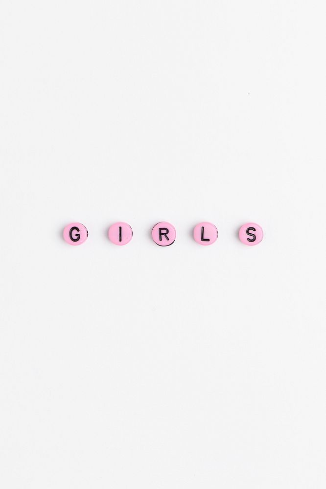 Girls word typography alphabet beads