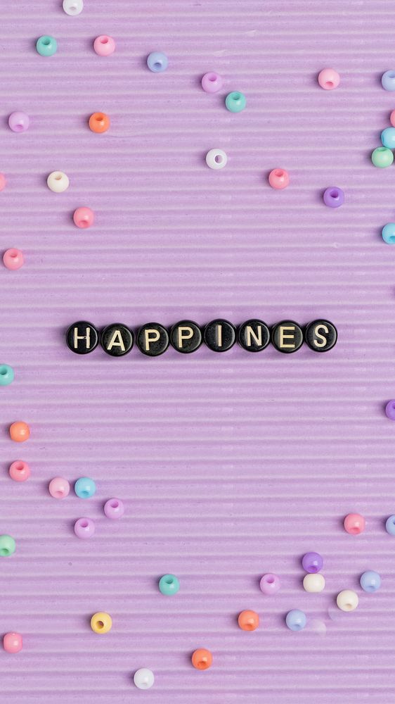 Happiness word beads typography