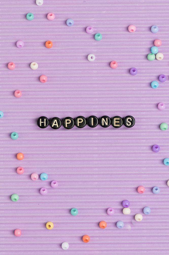 Happiness word beads lettering typography