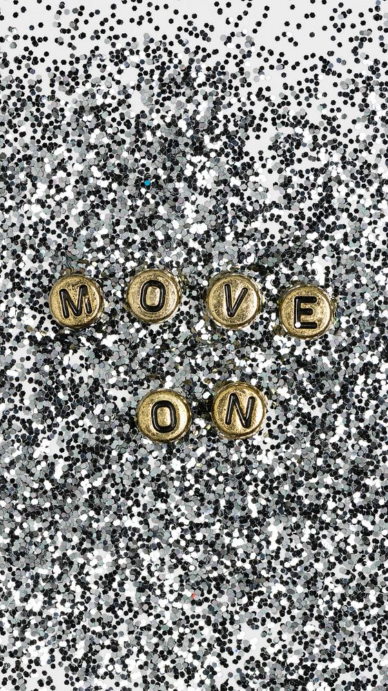 MOVE ON beads text typography on glitter background