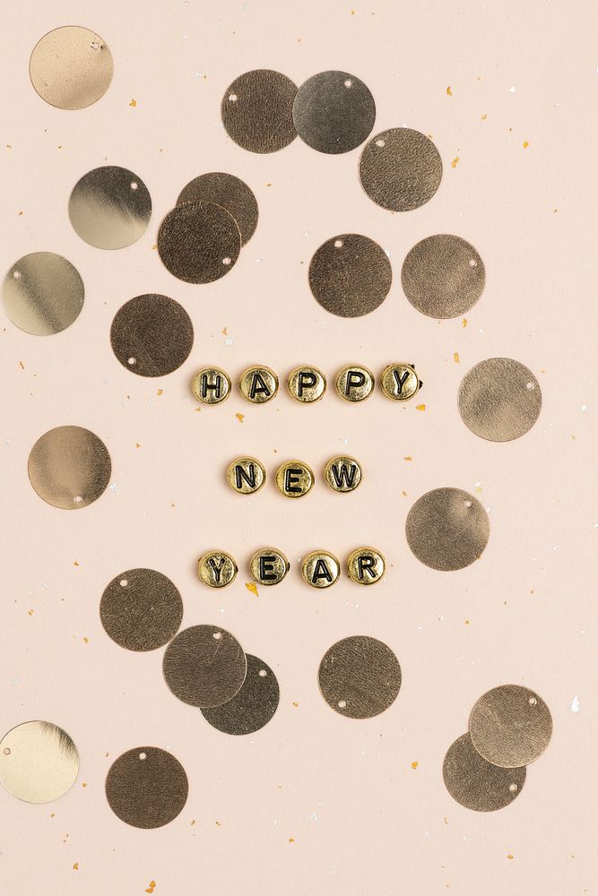 HAPPY NEW YEAR beads text typography