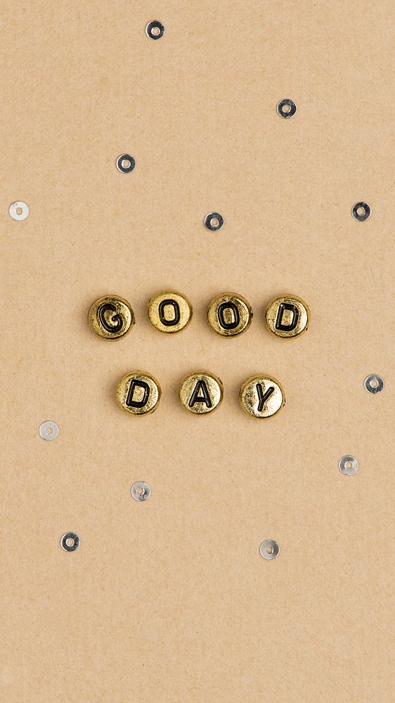 GOOD DAY beads word typography on beige