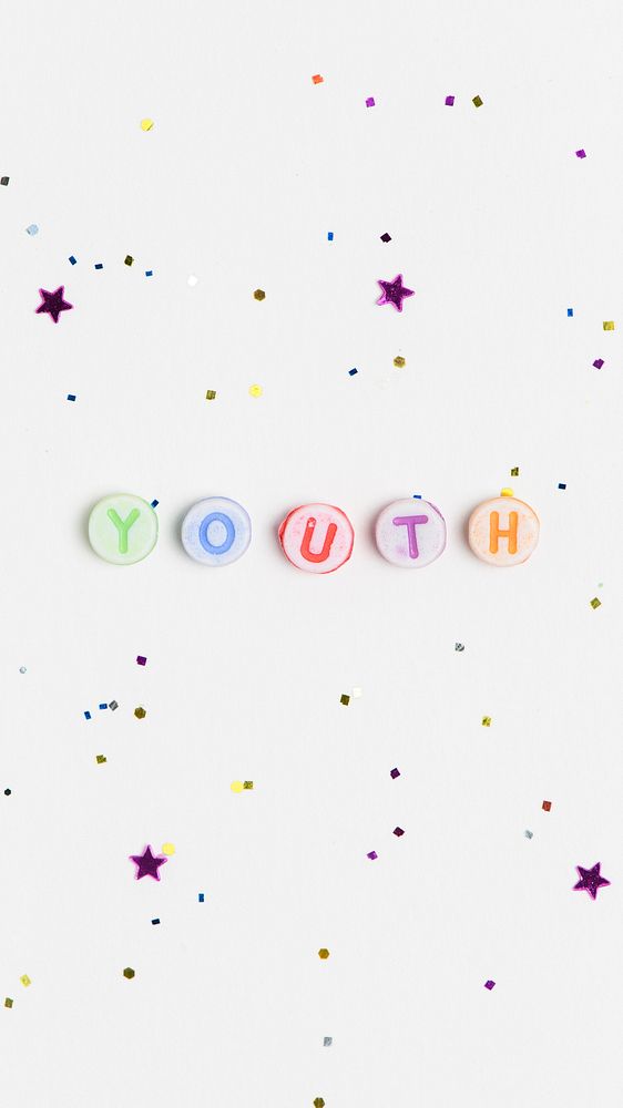 YOUTH beads word typography on white