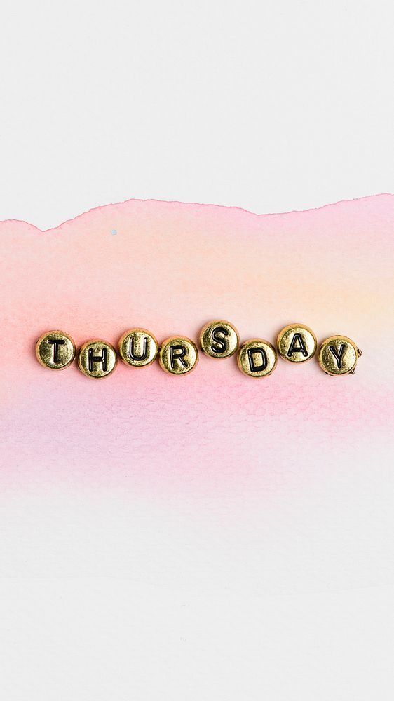 THURSDAY beads word typography on pastel