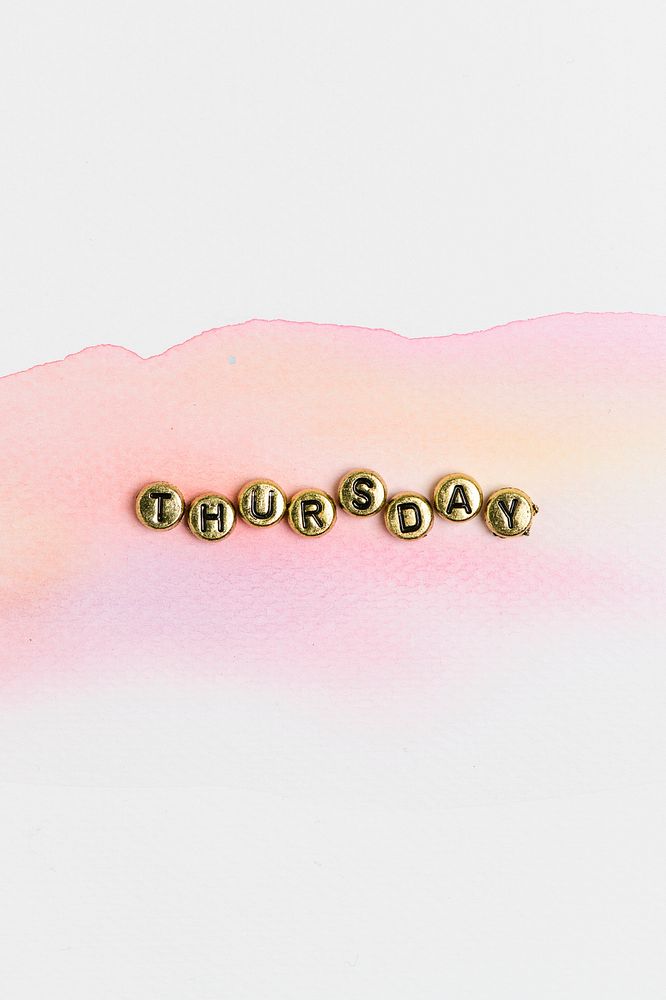 THURSDAY beads text typography on pastel