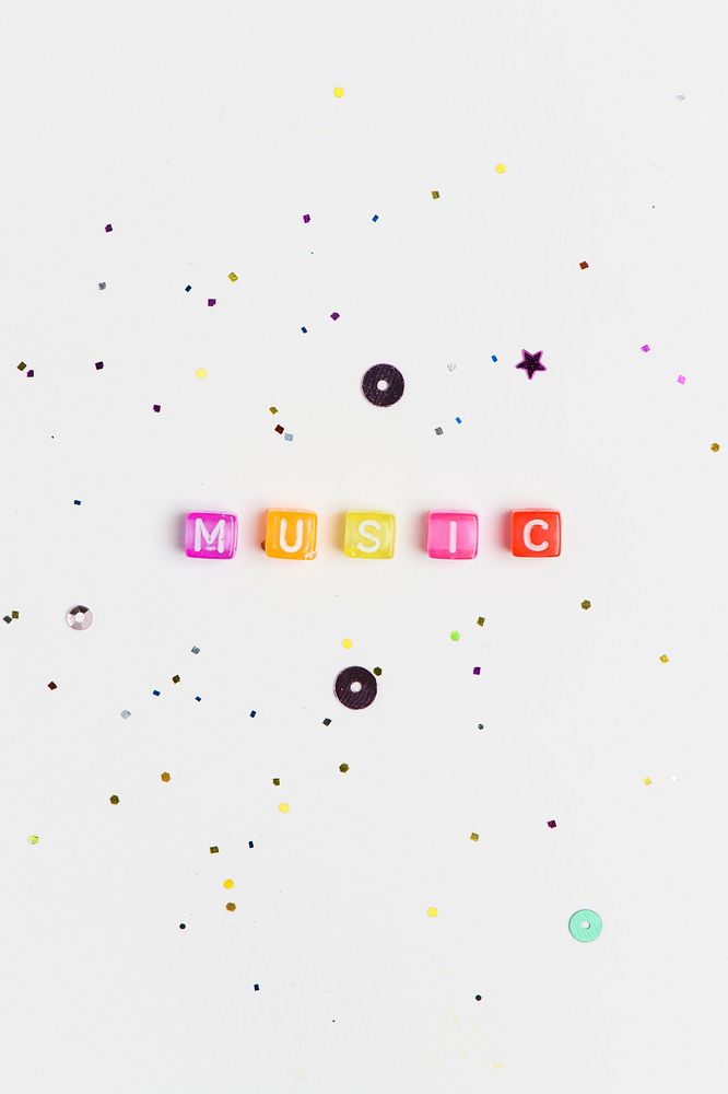 Colorful MUSIC beads word typography