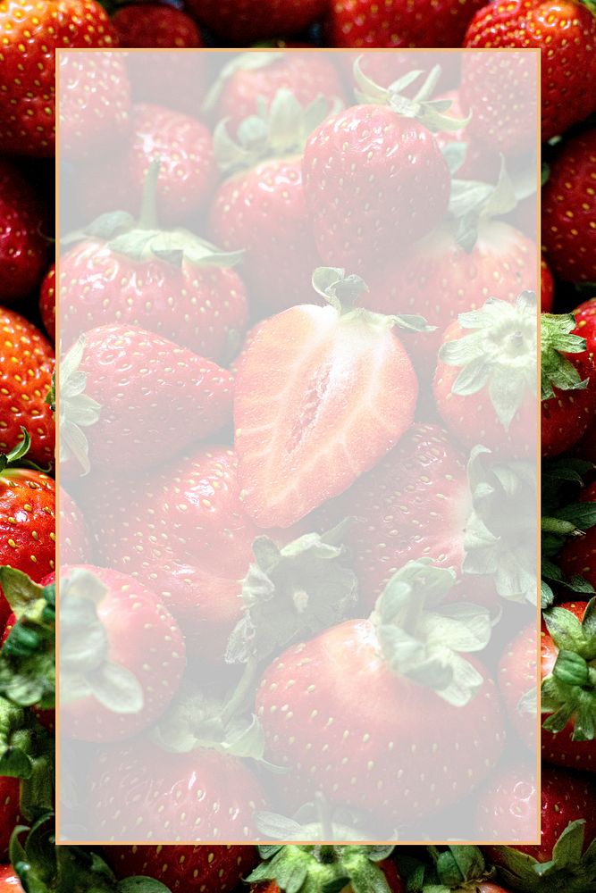 Flat lay psd strawberry frame background