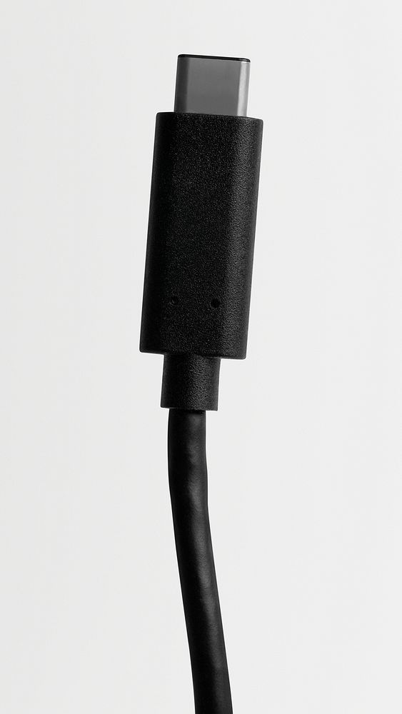 Black cable USB type C connection