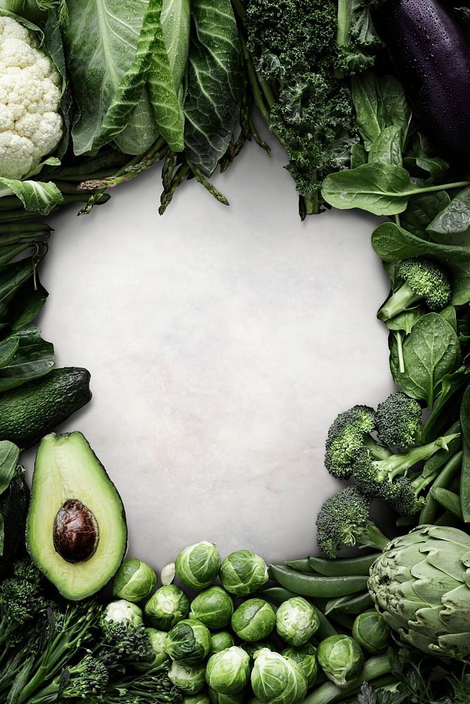 Green vegetable frame  food photography