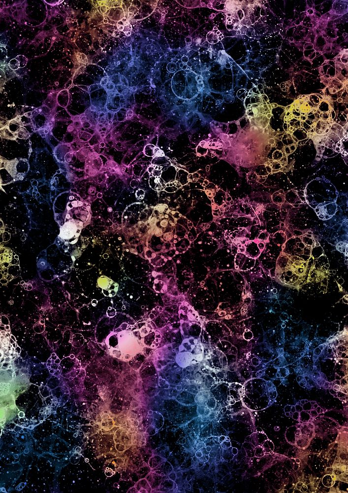 Colorful bubble art on black background abstract style