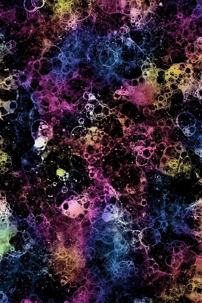 Colorful bubble art on black background abstract style