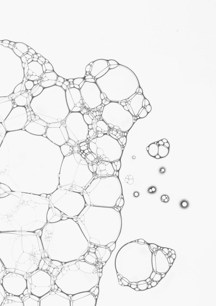 Gray soap bubble art black and white background minimal style