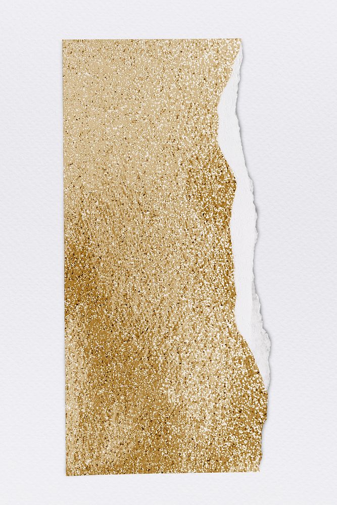 Torn paper gold element in glitter style handmade craft