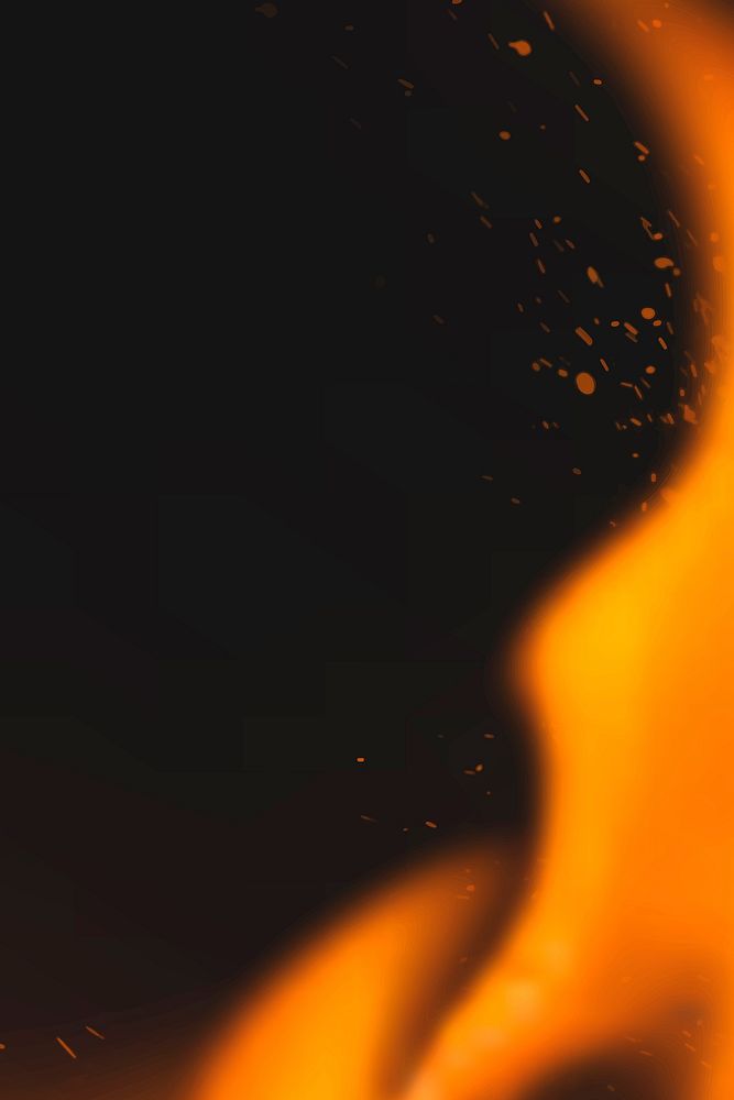 Dark flame background, border realistic fire image vector