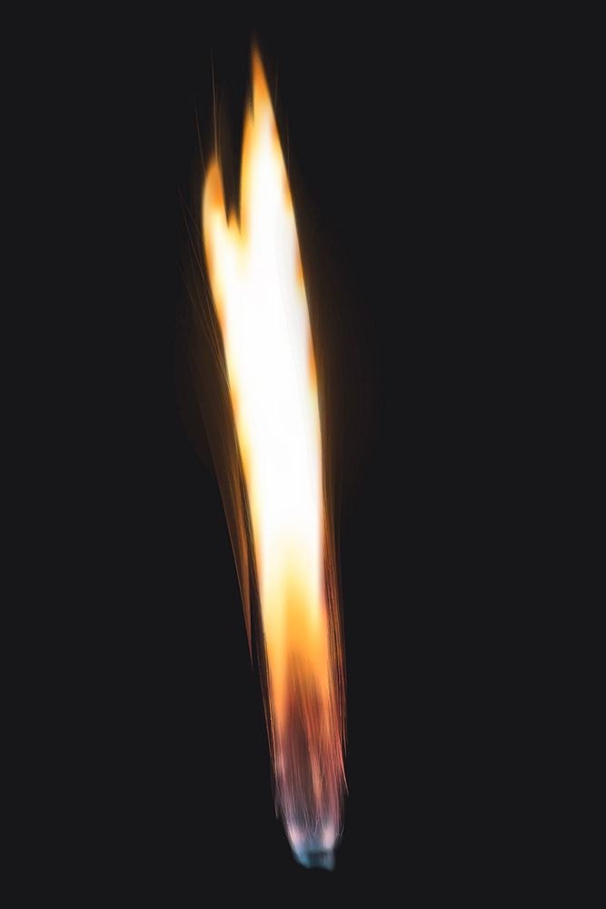 Flame sticker, realistic torch fire image vector