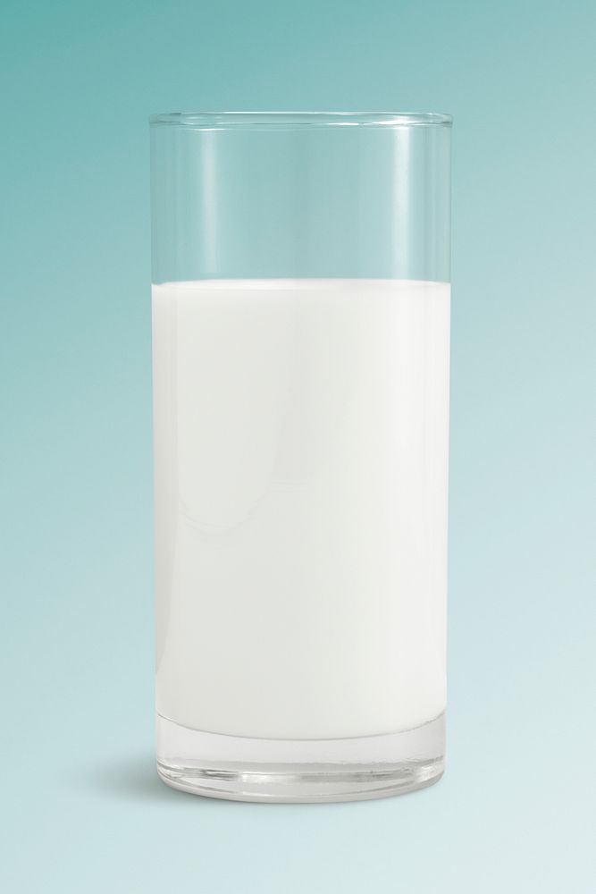 Fresh milk in a glass on blue background mockup