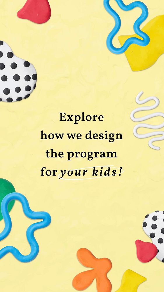 Kids education cute template vector with creative art pattern ad banner
