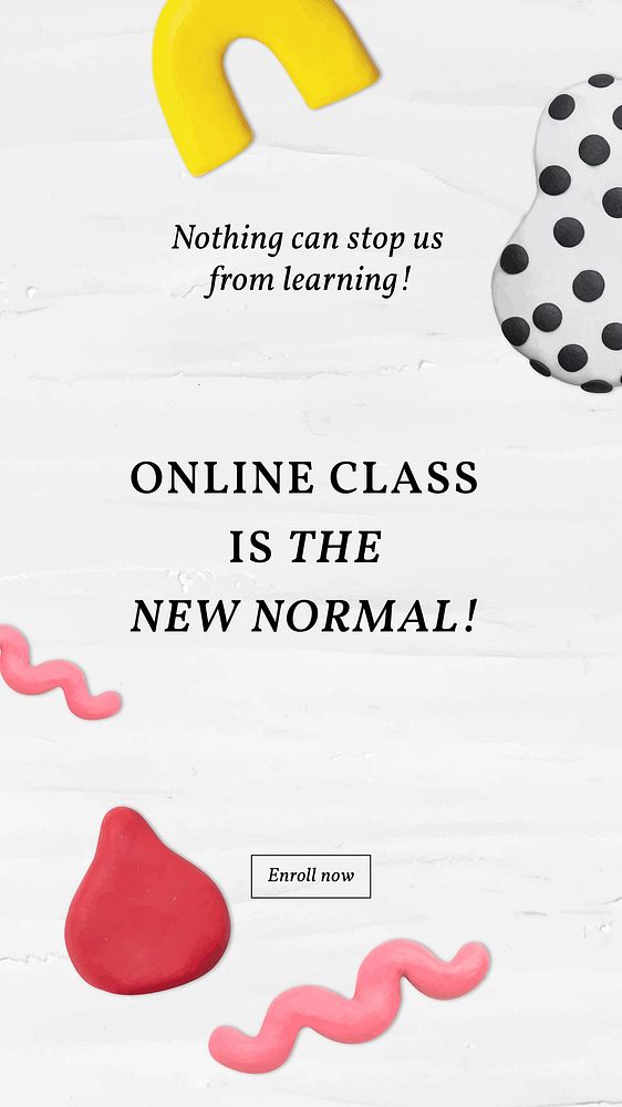 Online class education template vector plasticine clay patterned ad banner