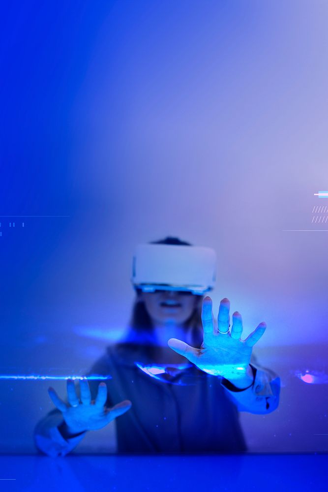 Woman enjoying a simulation from vr headset