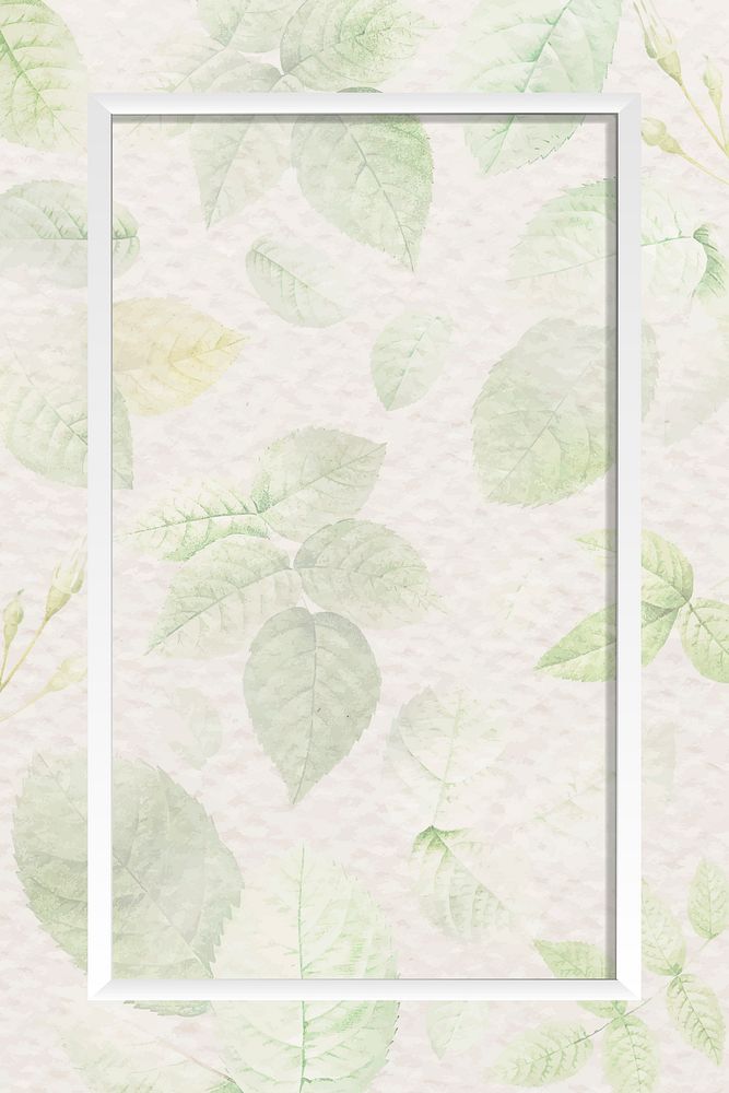 Rectangle white frame with foliage pattern background vector