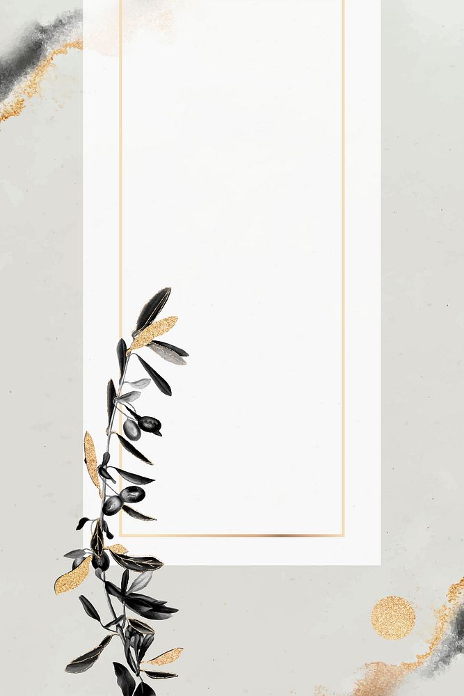 Rectangle gold frame with olive branch pattern vector
