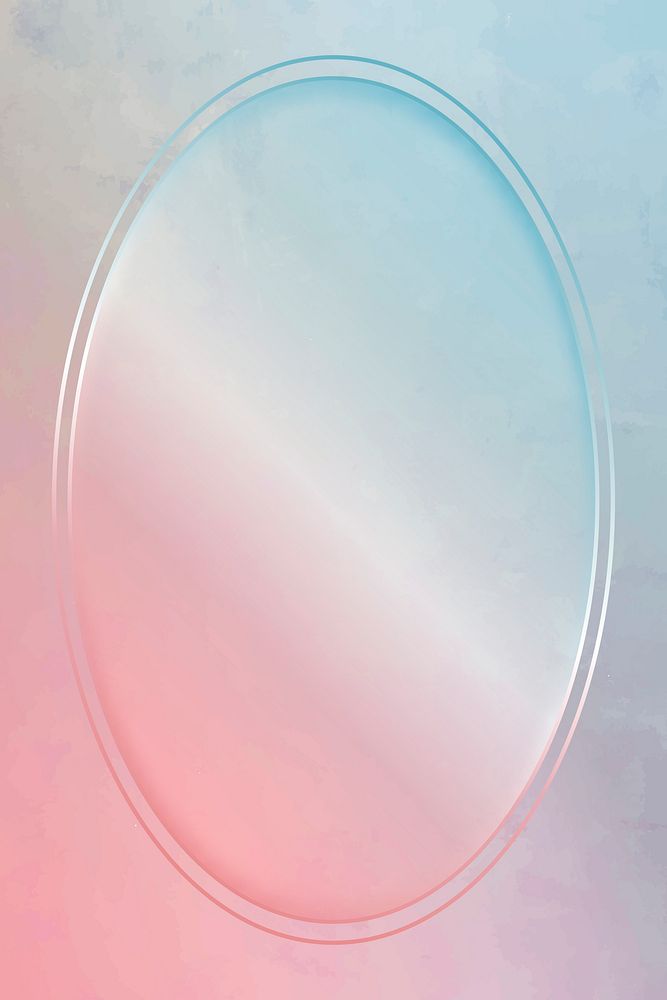 Oval frame on pink and blue background vector