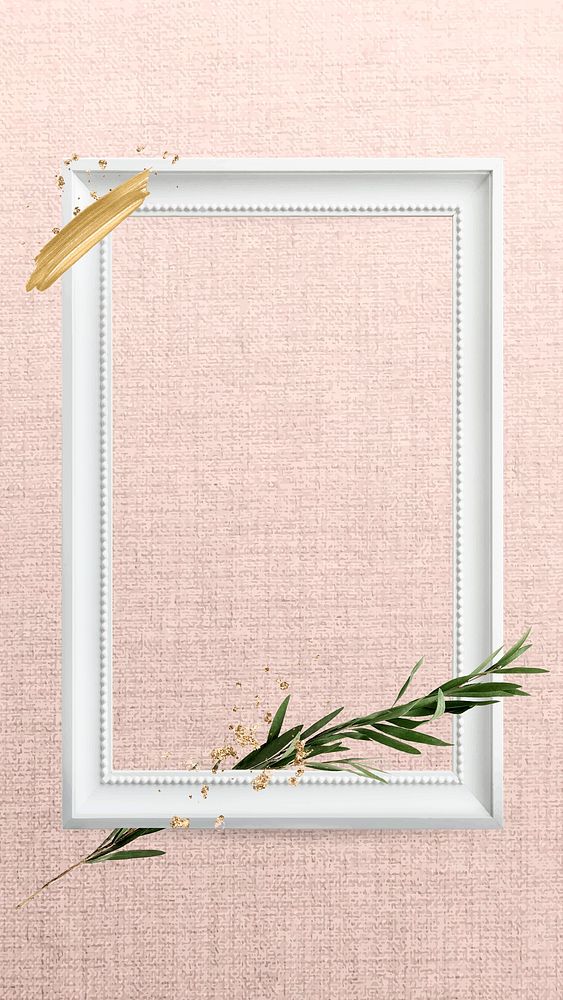 White frame with eucalyptus pattern mobile phone wallpaper vector