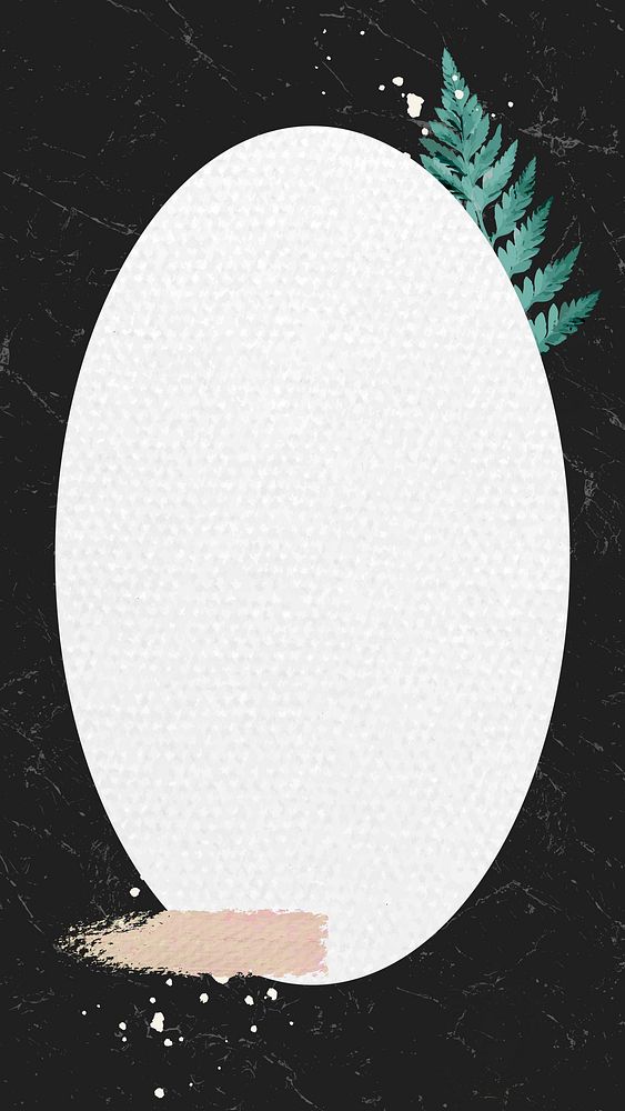 Oval frame with fern leaf mobile phone wallpaper vector
