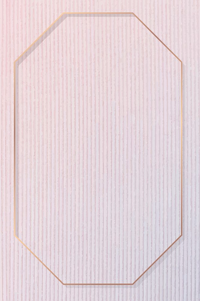 Octagon gold frame on pink corduroy textured background vector