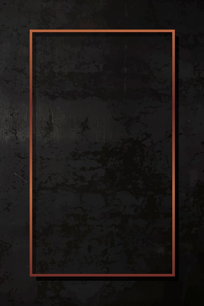 Rectangle copper frame on grunge black background vector