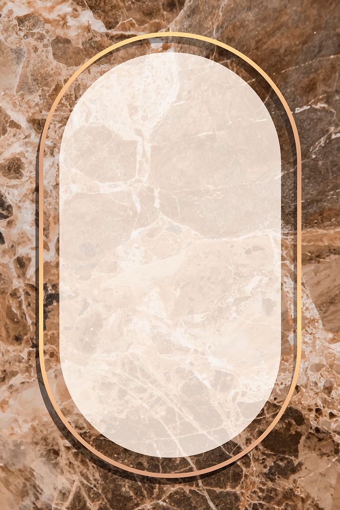 Oval gold frame on brown marble background vector