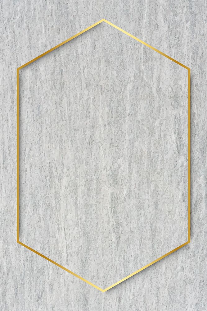 Hexagon gold frame on gray cement background vector