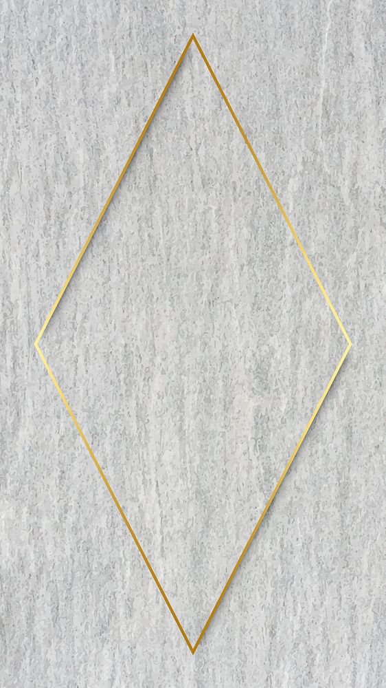 Rhombus gold frame on gray mobile phone wallpaper vector