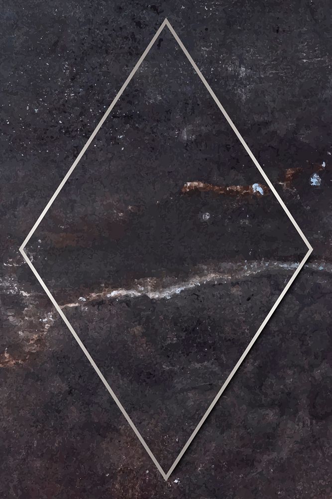 Rhombus silver frame on black marble background vector