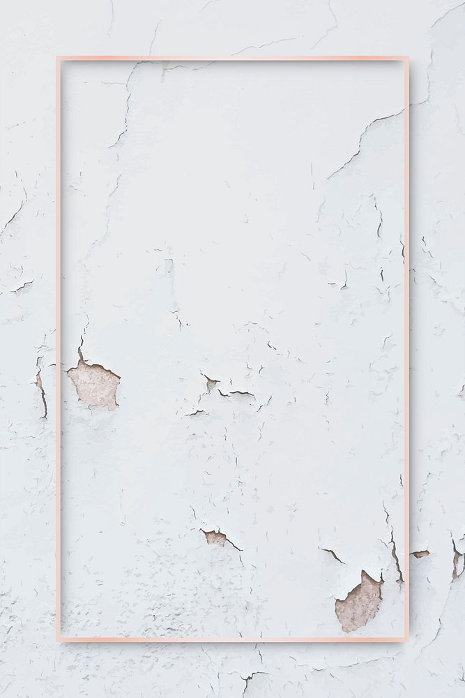 Rectangle rose gold frame on weathered paint wall background vector