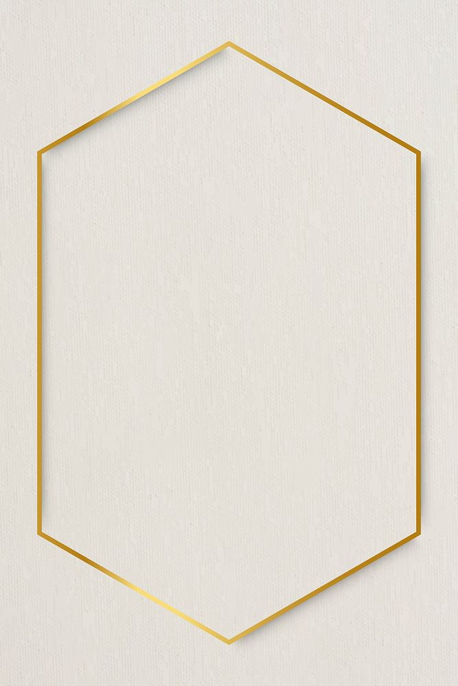 Hexagon gold frame on beige background vector