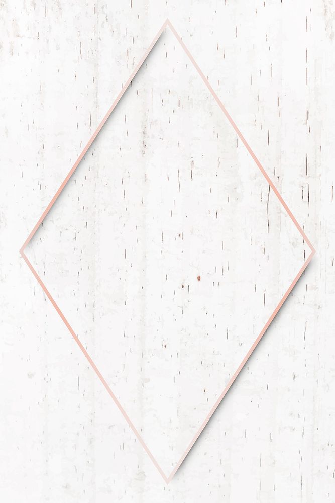 Rhombus rose gold frame on beige marble background vector