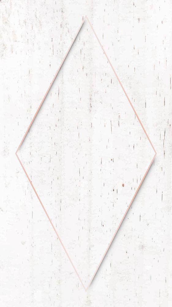 Rhombus pink gold frame on white marble mobile phone wallpaper vector