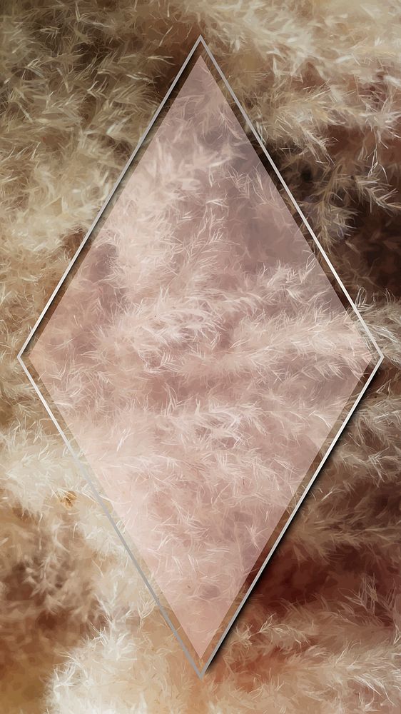 Rhombus silver gold frame on brown frosted textured mobile phone wallpaper vector