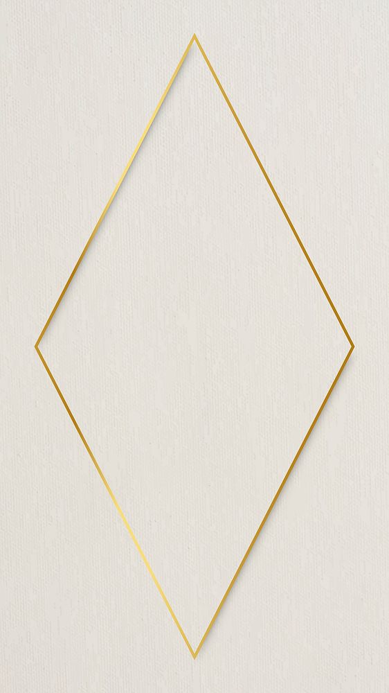 Rhombus gold frame on beige mobile phone wallpaper vector