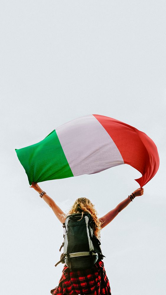 Woman holding the Irish flag mobile wallpaper