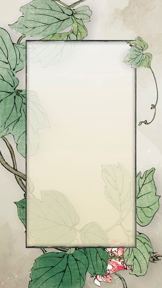 Blank rectangle leafy frame design vector