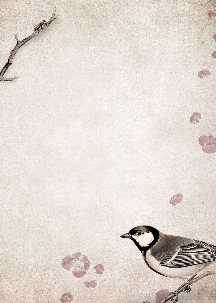 Talgoxe great tit on a grunge brown background illustration