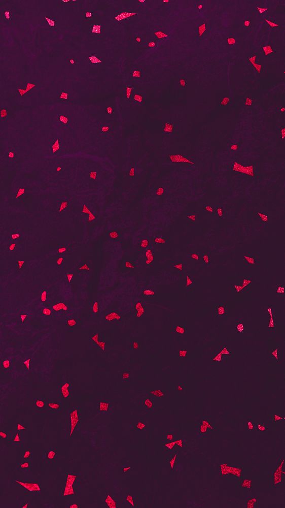 Red confetti on purple marble textured mobile phone wallpaper