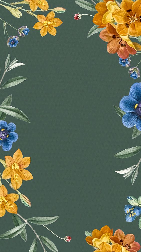 Green floral frame mobile phone background vector